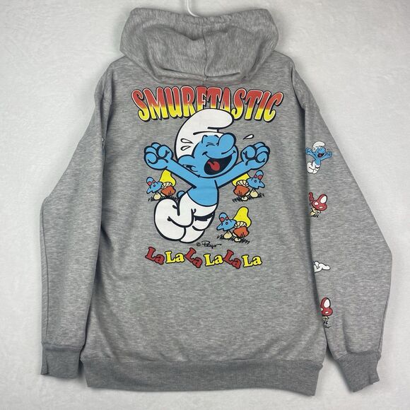 The Smurfs Graphic Print Sweater Adult Extra Large Gray Hoodie Sweatshirt - Picture 1 of 9